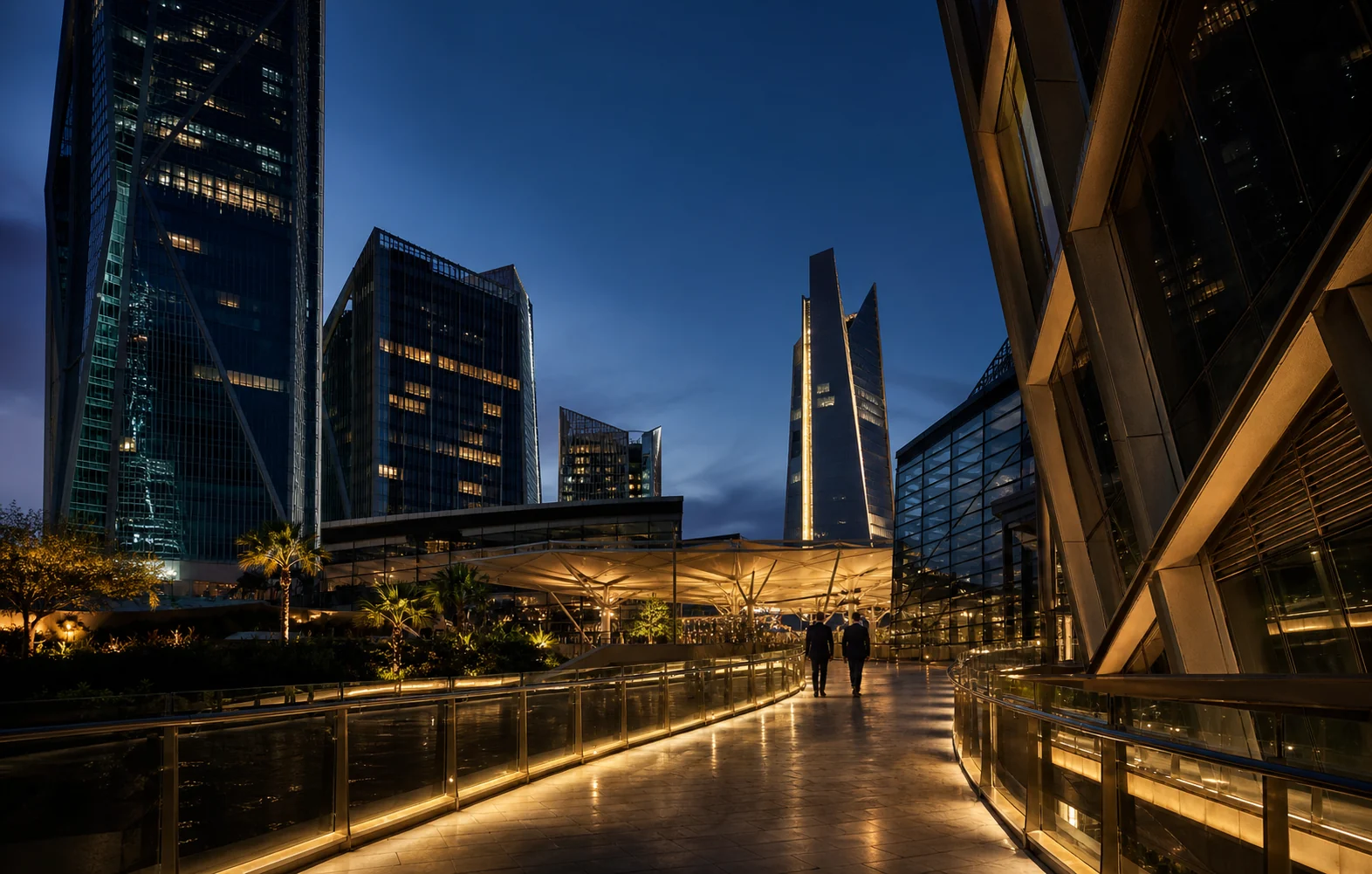 King Abdullah Financial District in Riyadh at blue hour