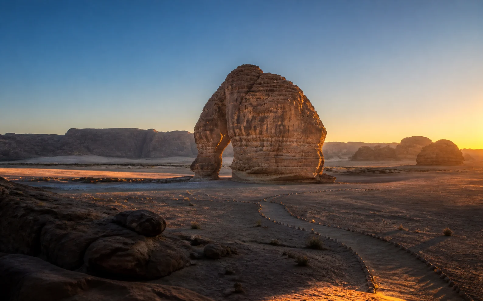 Elephant Rock in AlUla at sunrise